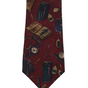 Woodward 100% Italian Silk Medical Physician Surgeon Pharmacist Red Neck Tie